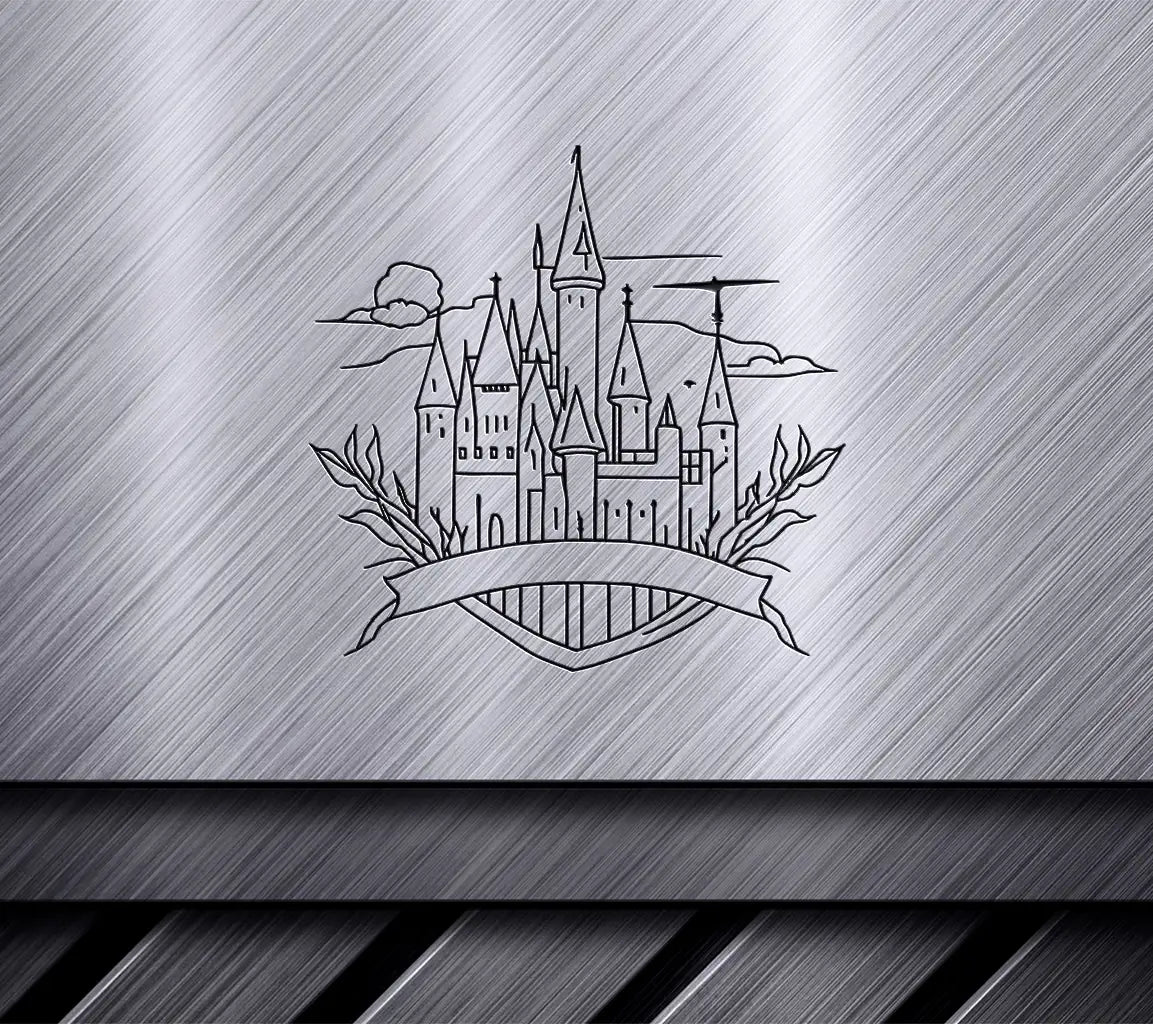  Hogwarts Castle Line Art SVG - Banner Illustration SVG