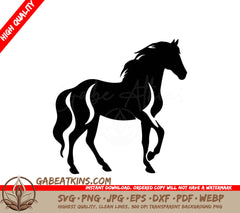 A Black Silhouette Of A Horse On A White Background SVG - horse black silhouette with transparent background SVG