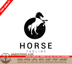 A Black And White Logo For Horse Tagline SVG - horse logo template vector icon illustration design premium vector Premium Vector SVG