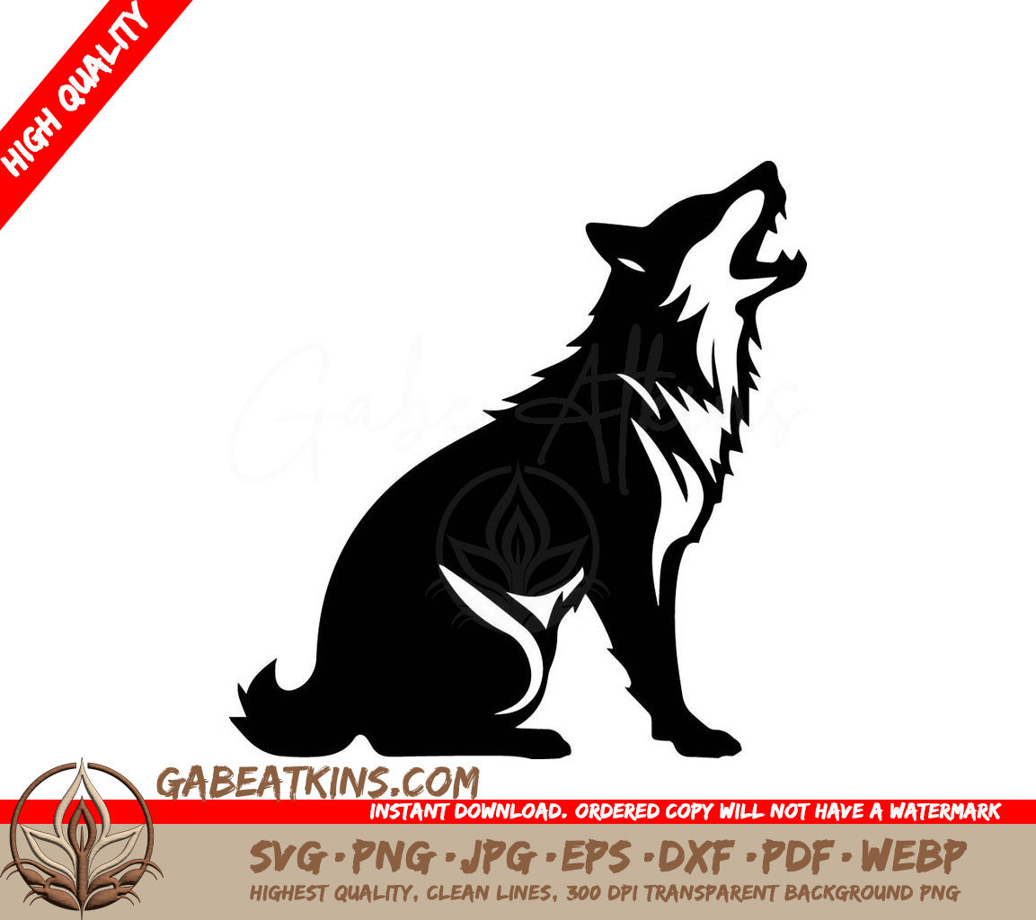  Howling Wolf SVG Icon Illustration SVG