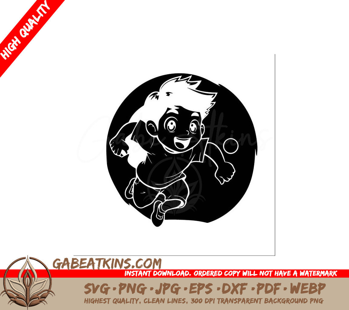  Boy Running in Circle SVG - Ping Pong Illustration SVG