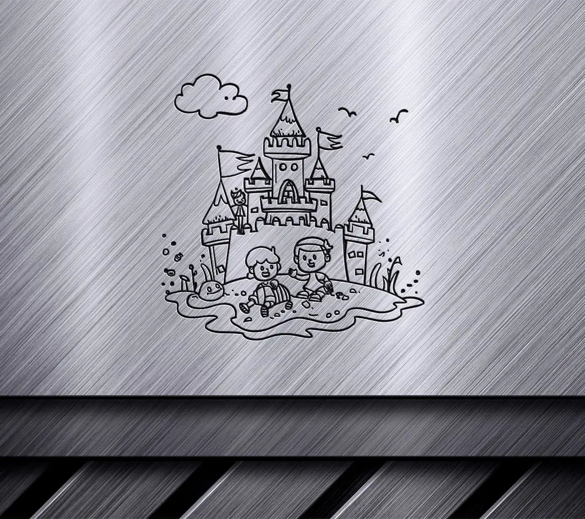 Kawaii Castle Playtime Coloring Page -  SVG SVG