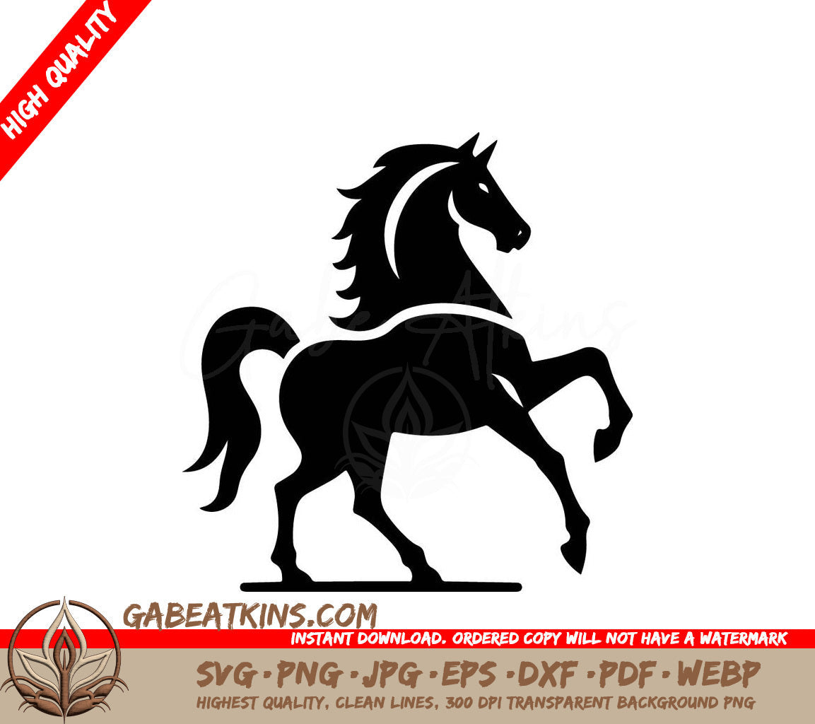 A Black And White Silhouette Of A Horse On Its Hind Legs SVG - knight horse simple minimal vector black color silhouette07 SVG