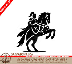 A Knight Riding A Black Horse SVG - knight horse simple minimal vector black color silhouette13 SVG
