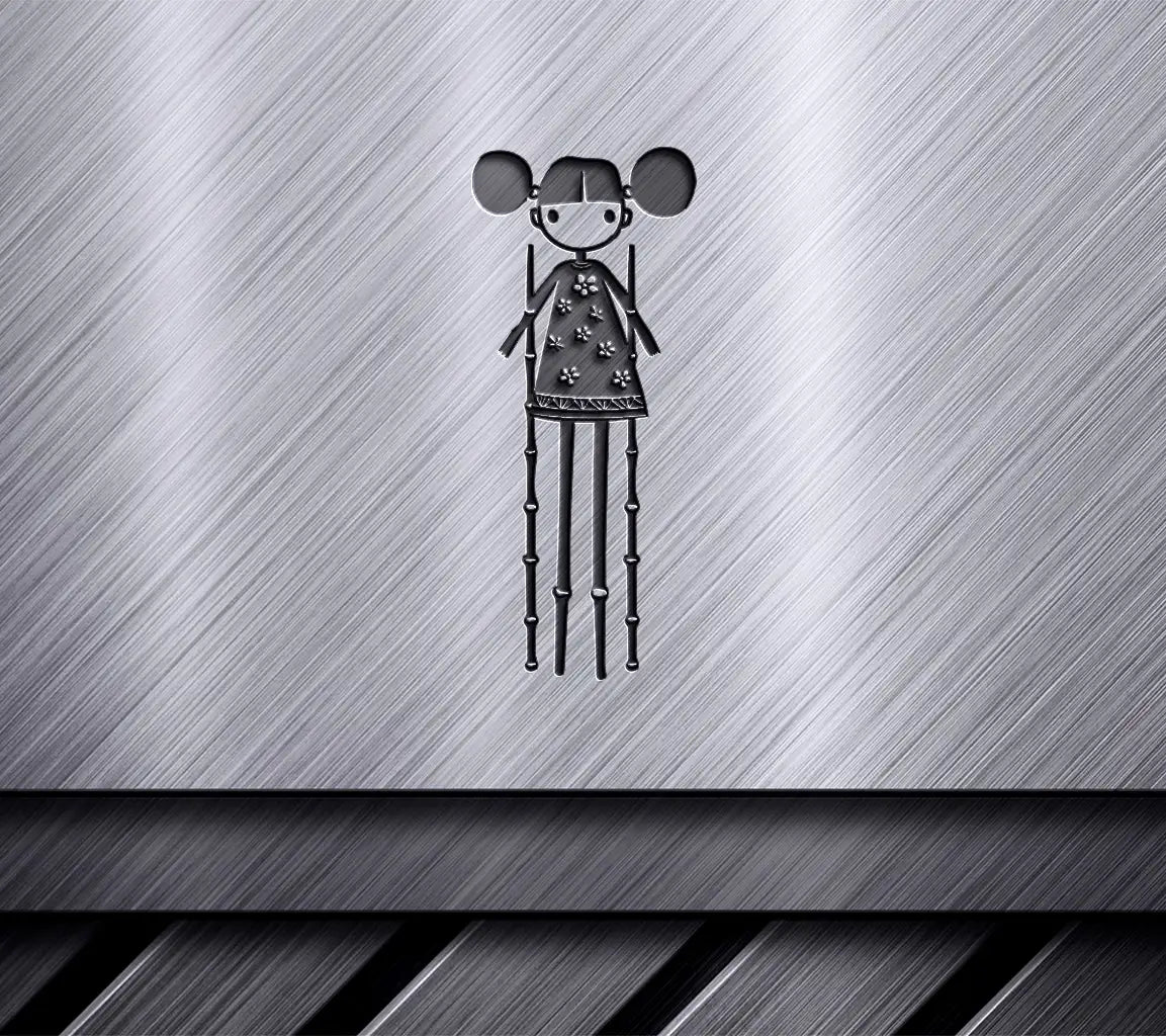 Minimalist Girl Playing Bamboo Game SVG -  Line Art Icon SVG