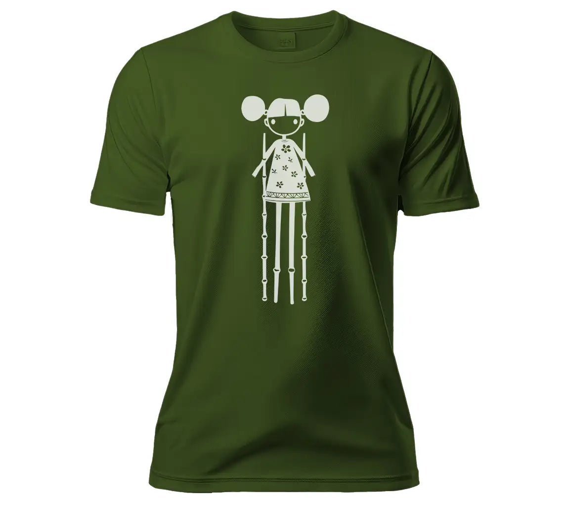 Minimalist Girl Playing Bamboo Game SVG -  Line Art Icon SVG