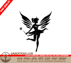  Fairy Silhouette SVG - Minimalist Magic Wand Design SVG