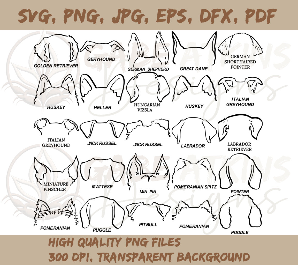 Dog Ears SVG Bundle - The Ultimate Collection | Hand Drawn | Dog ears outline bundle | Svg Clipart bundle | Line art | Tattoo Design | SVG, PNG bundle, Dog Ears SVG - The Ultimate Collection | Hand Drawn | Dog ears outline bundle | Svg Clipart bundle | Line art | Tattoo Design | SVG, PNG bundle