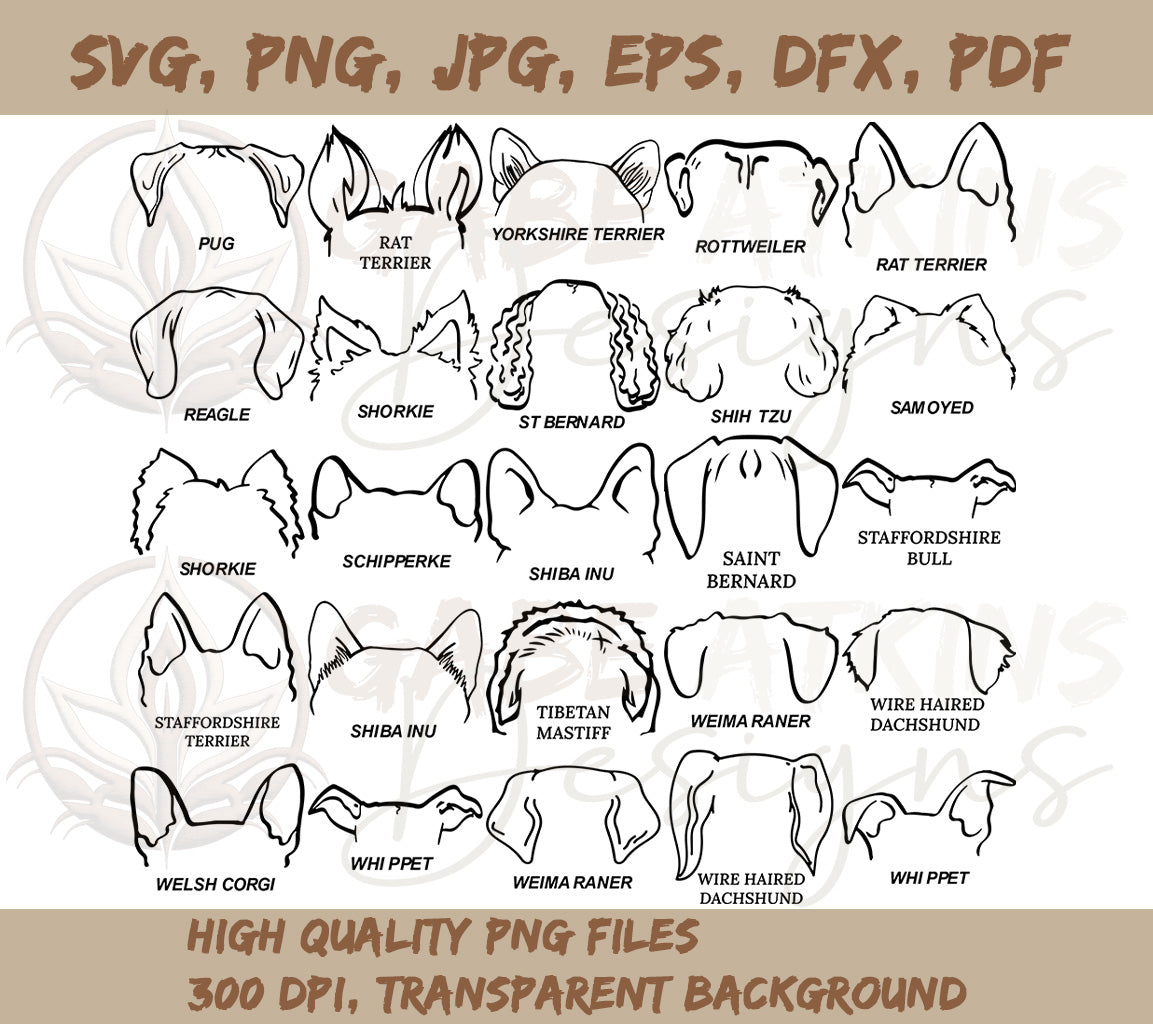 Dog Ears SVG Bundle - The Ultimate Collection | Hand Drawn | Dog ears outline bundle | Svg Clipart bundle | Line art | Tattoo Design | SVG, PNG bundle, Dog Ears SVG - The Ultimate Collection | Hand Drawn | Dog ears outline bundle | Svg Clipart bundle | Line art | Tattoo Design | SVG, PNG bundle