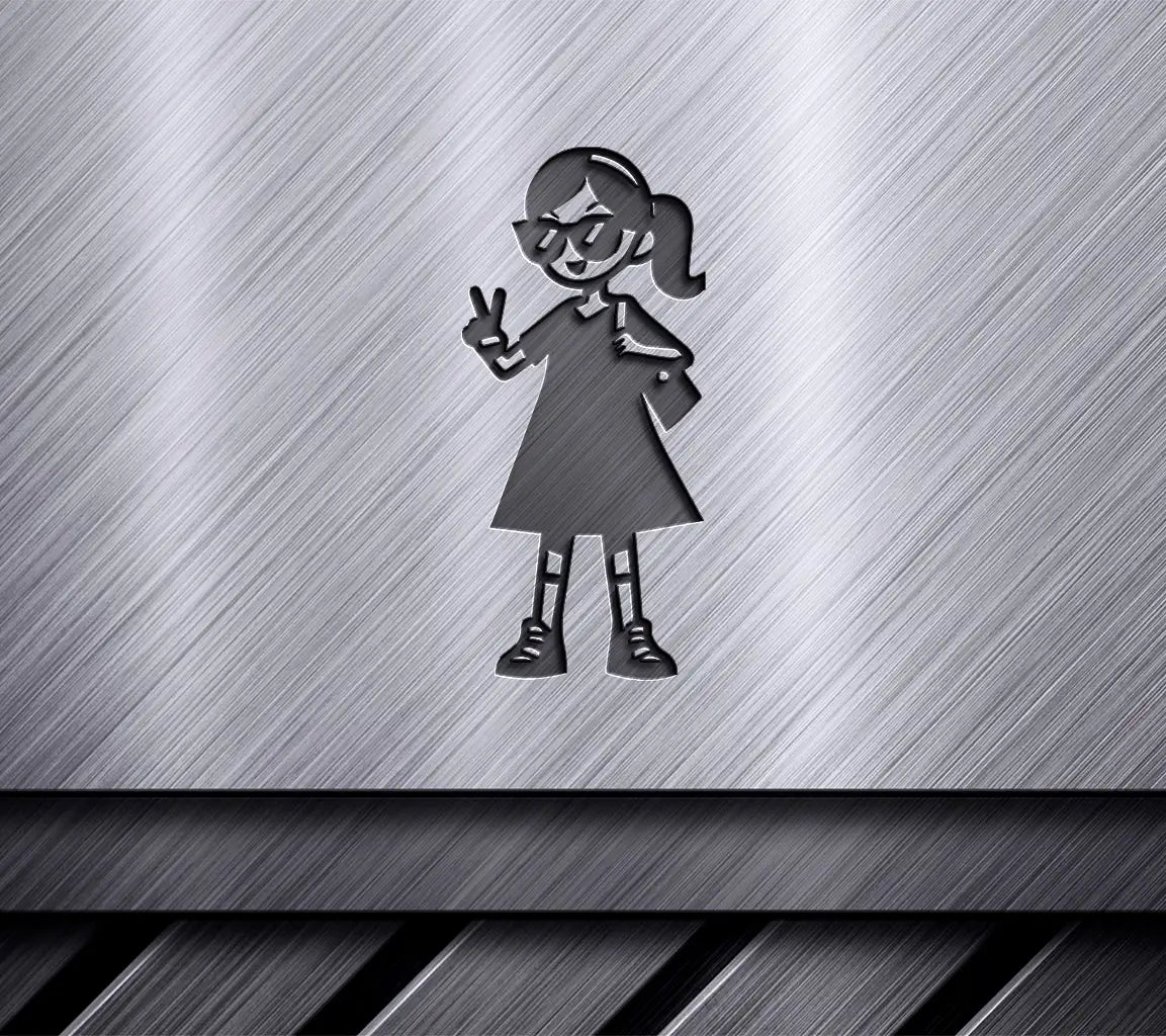 Minimalist  Girl with Heart SVG - Comic Character Silhouette SVG
