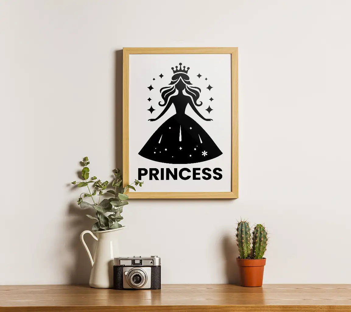 Minimalist Princess Silhouette SVG Design -  Clipart SVG