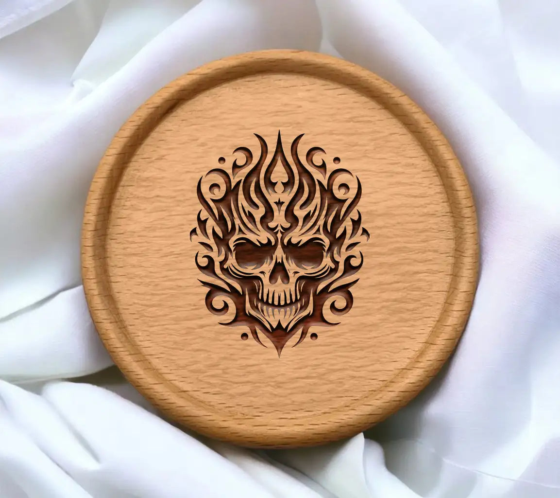 Flaming Skull Tribal Tattoo SVG -  Design SVG
