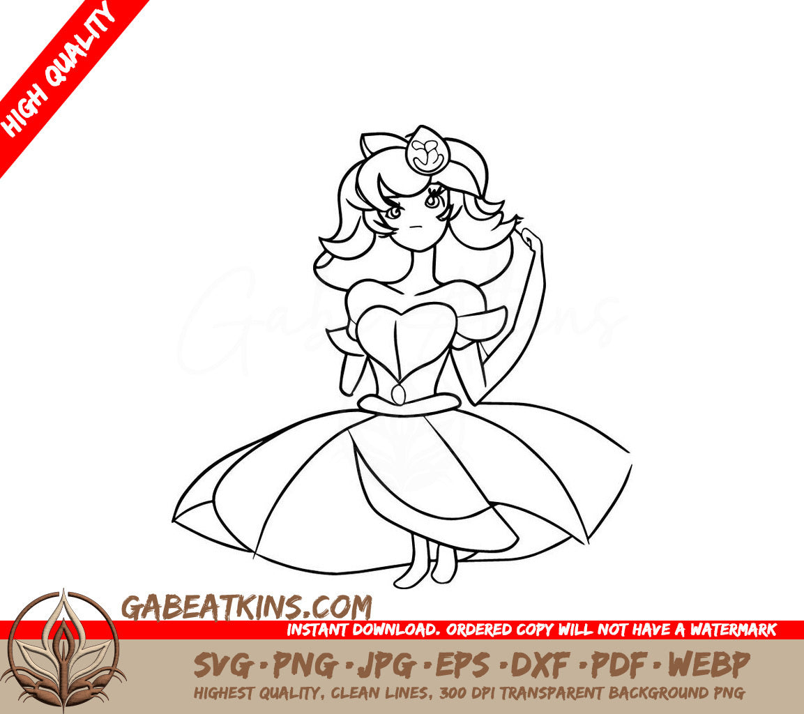 Princess Peach Coloring Page SVG -  Dress Illustration SVG