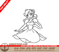  Princess Dress Line Art SVG - Coloring Page SVG