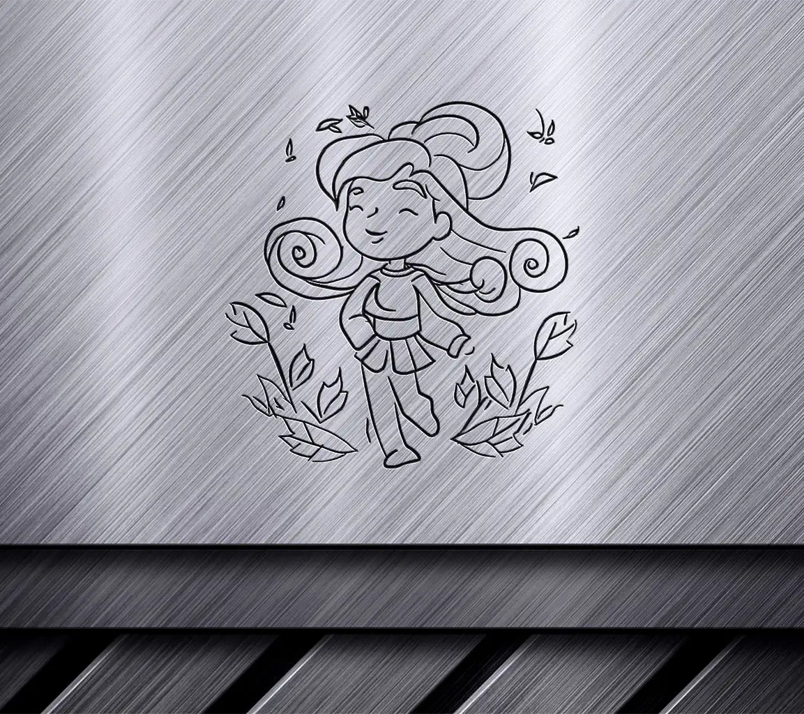  Girl with Long Hair - Fall Coloring SVG SVG