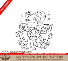  Girl with Long Hair - Fall Coloring SVG SVG