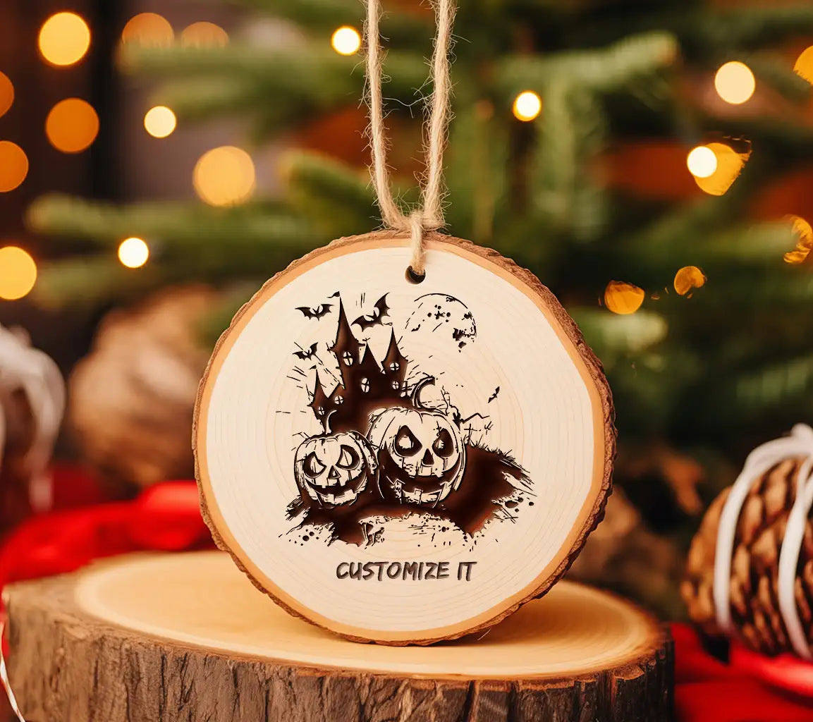 Halloween Haunted House & Pumpkins SVG -  Drawing SVG
