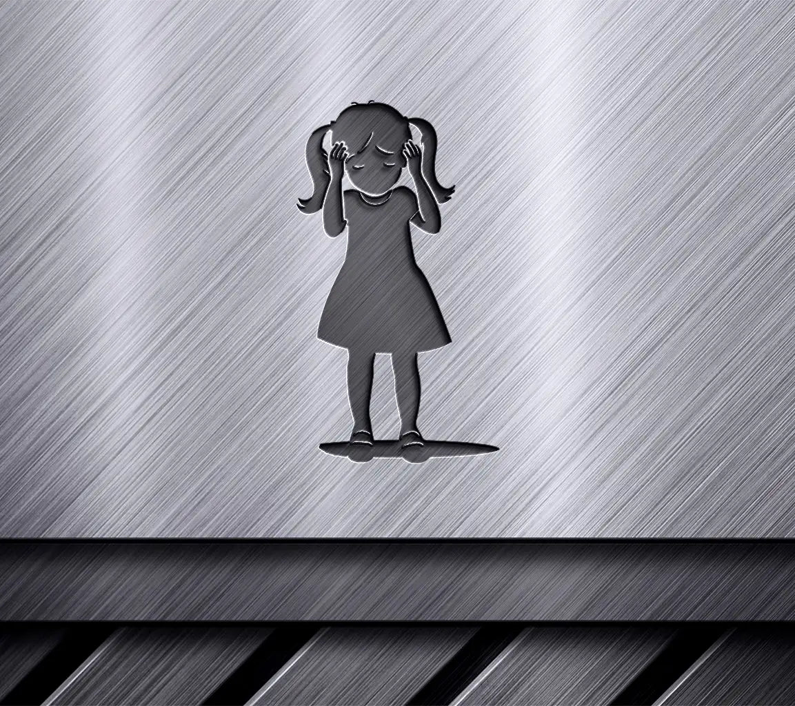 Little Girl Holding Headache Silhouette SVG SVG