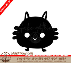 Smiling  Cat SVG - Cute Creature Doodle SVG