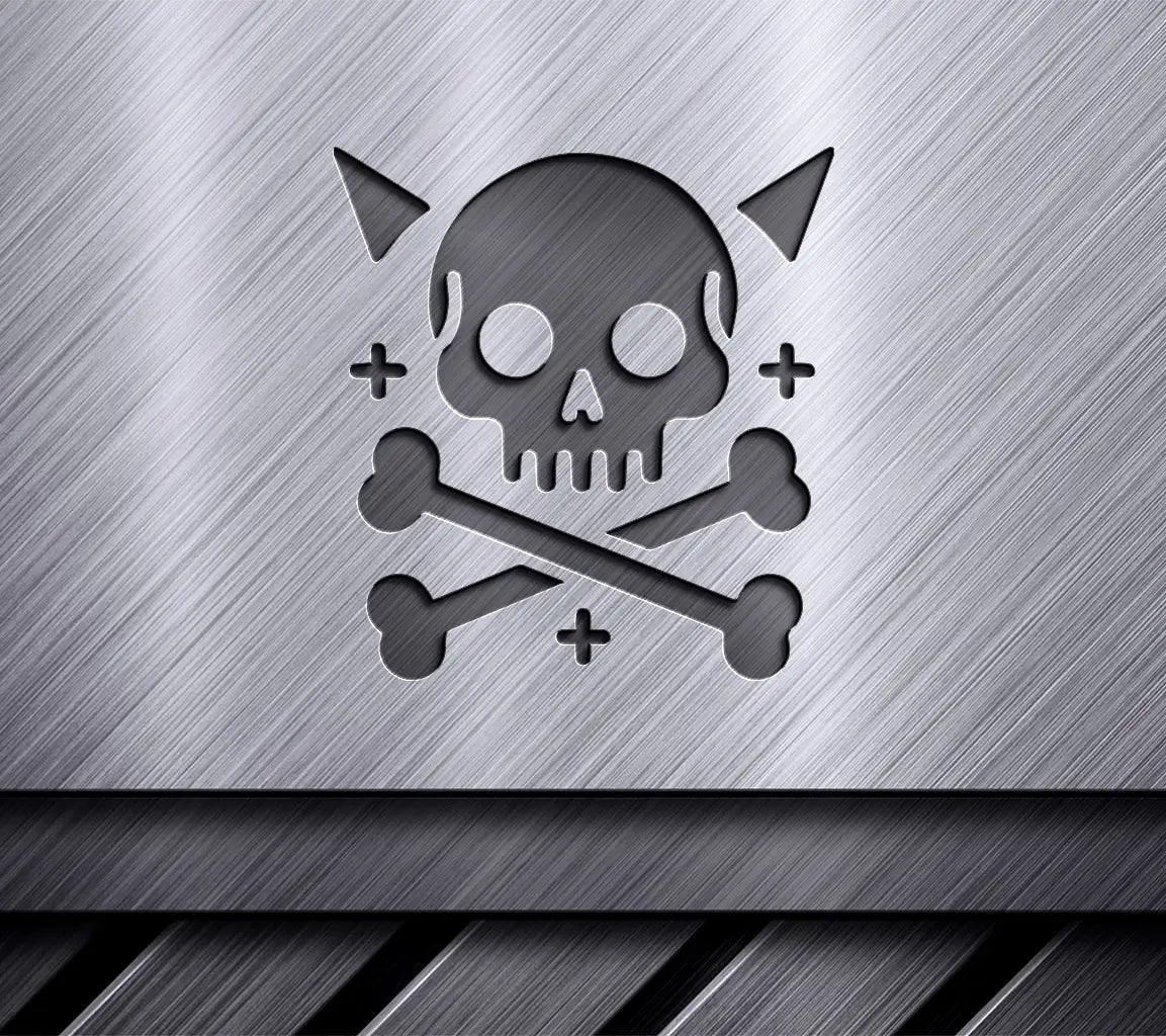  Skull with Horns & Crossbones SVG - Printable Design SVG
