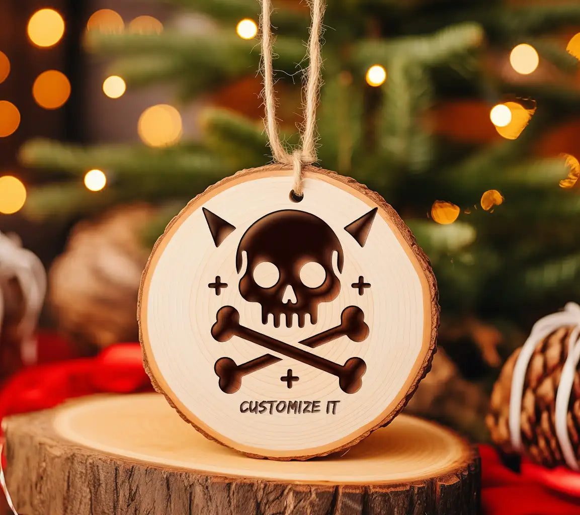  Skull with Horns & Crossbones SVG - Printable Design SVG