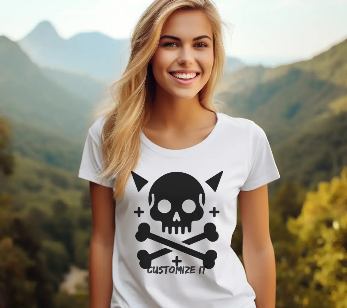  Skull with Horns & Crossbones SVG - Printable Design SVG