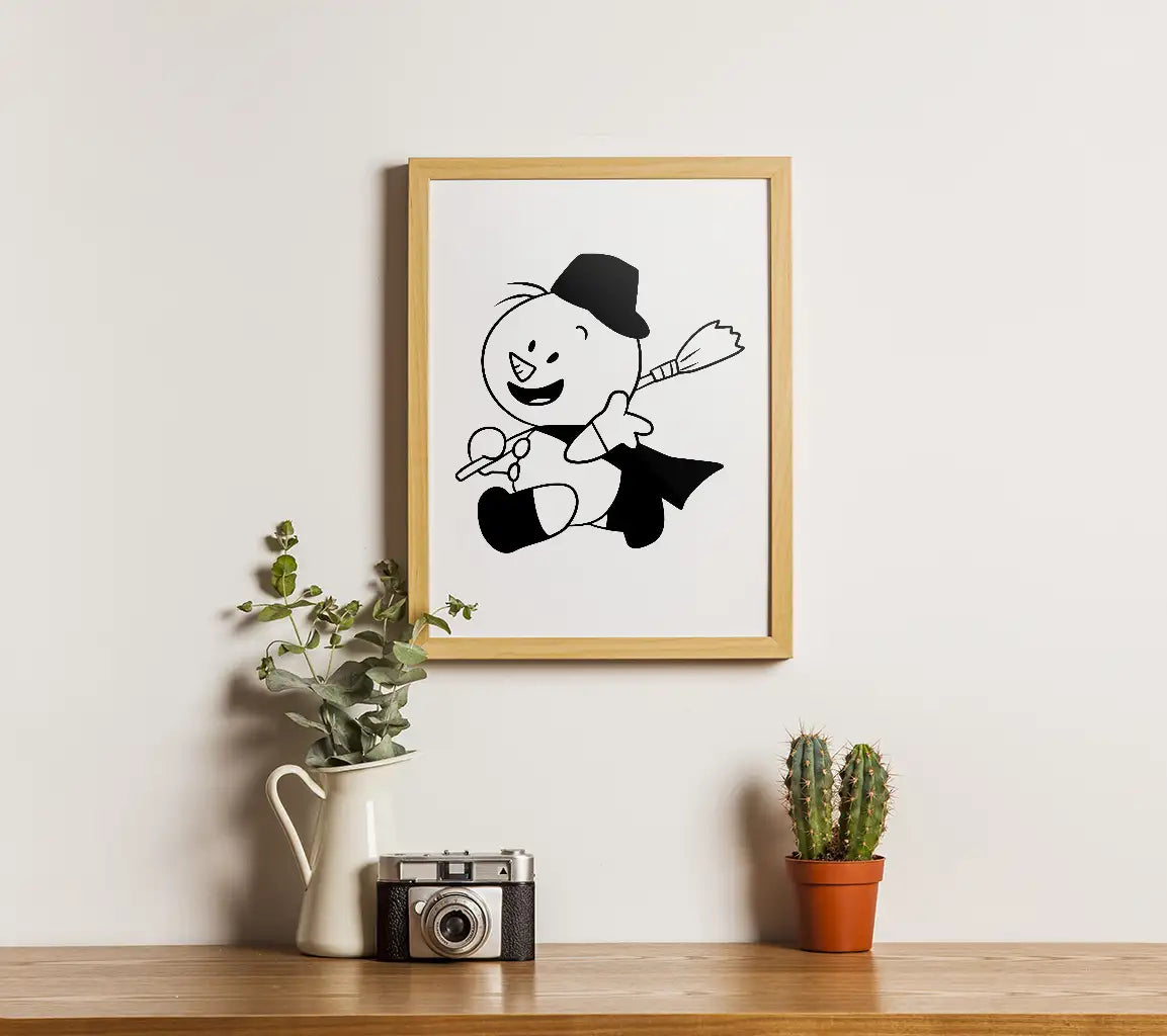 Cute Chibi Snowman Holding Broom SVG -  Anime Doodle SVG