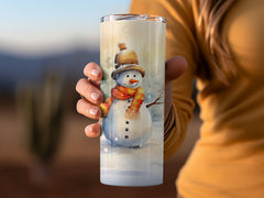 Snowman in a Winter Scene 20 Oz skinny Tumbler Wrap | Seamless Design  | 20 Oz Skinny Tumbler Wrap