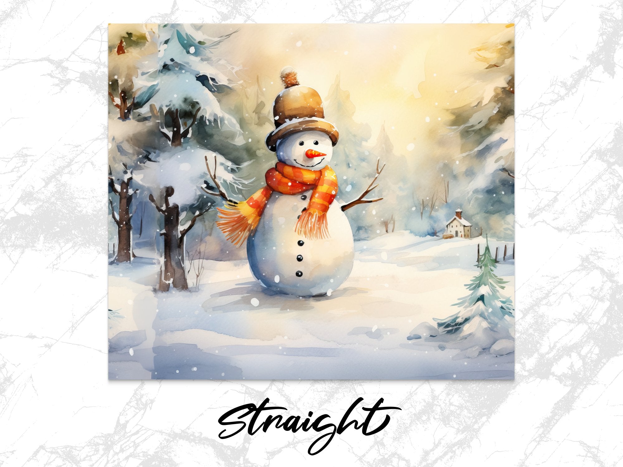 Snowman in a Winter Scene 20 Oz skinny Tumbler Wrap | Seamless Design  | 20 Oz Skinny Tumbler Wrap