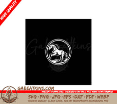 A White Horse Is Standing In A Circle On A Black Background . SVG - strong animal head stallion design symbol vector logo wild black icon horse silhouette SVG
