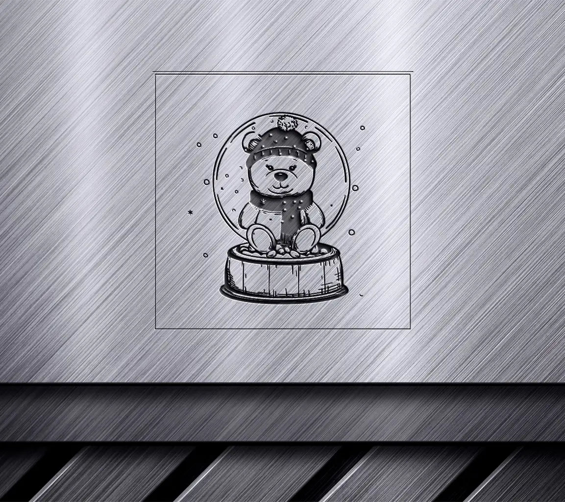  Teddy Bear Snow Globe SVG - Hand Drawn Flat Biodiversity Design SVG