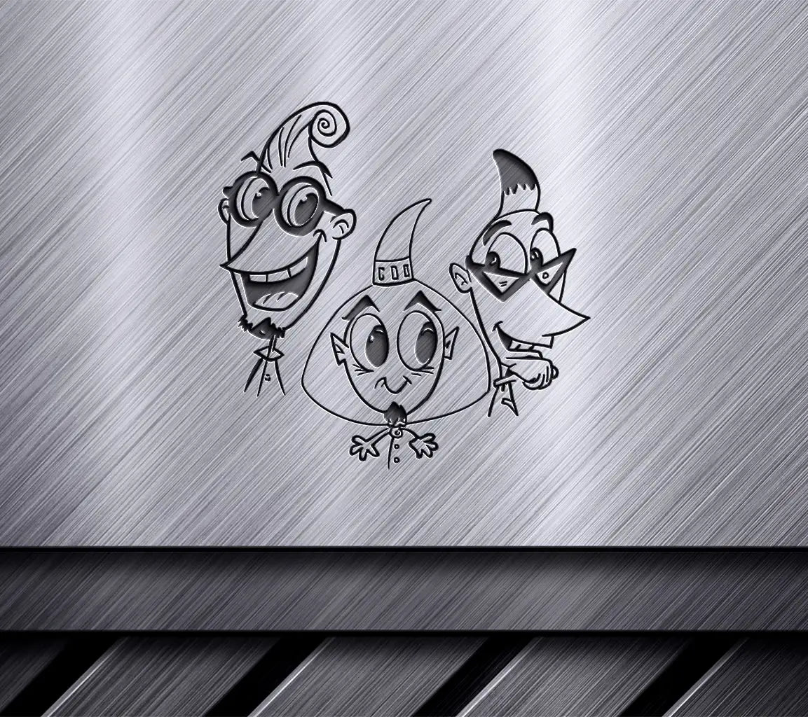 Cartoon Friends with Glasses & Bird SVG -  Drawing SVG