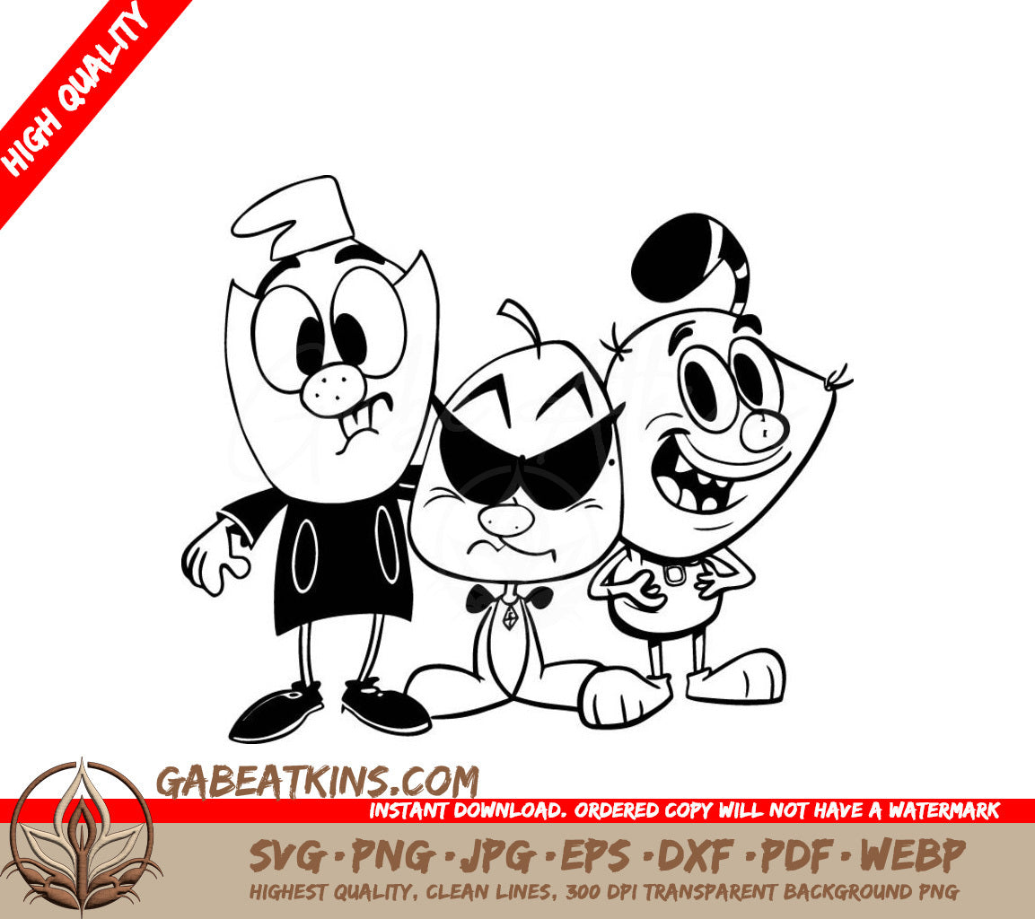  Cartoon Trio SVG -  3 Characters SVG