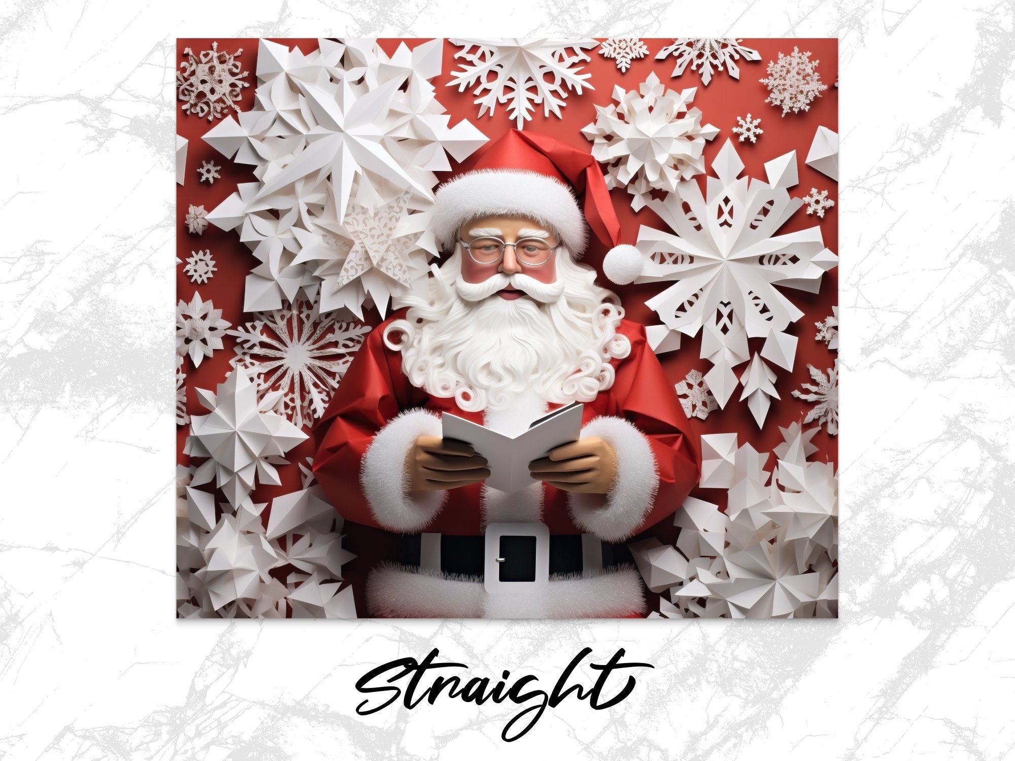 3d Santa Reading a Card 20 oz Skinny Tumbler Wrap Sublimation Design, Straight And Tapered Tumbler Wrap, Instant Digital Download PNG - Gabe Atkins Designs
