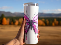 3D Watercolor Purple Butterfly 20 oz Skinny Tumbler Sublimation Design, Straight And Tapered Tumbler Wrap, Instant Download PNG - Gabe Atkins Designs