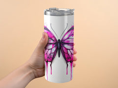 3D Watercolor Purple Butterfly 20 oz Skinny Tumbler Sublimation Design, Straight And Tapered Tumbler Wrap, Instant Download PNG - Gabe Atkins Designs