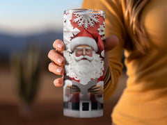 3d Santa Reading a Card 20 oz Skinny Tumbler Wrap Sublimation Design, Straight And Tapered Tumbler Wrap, Instant Digital Download PNG - Gabe Atkins Designs