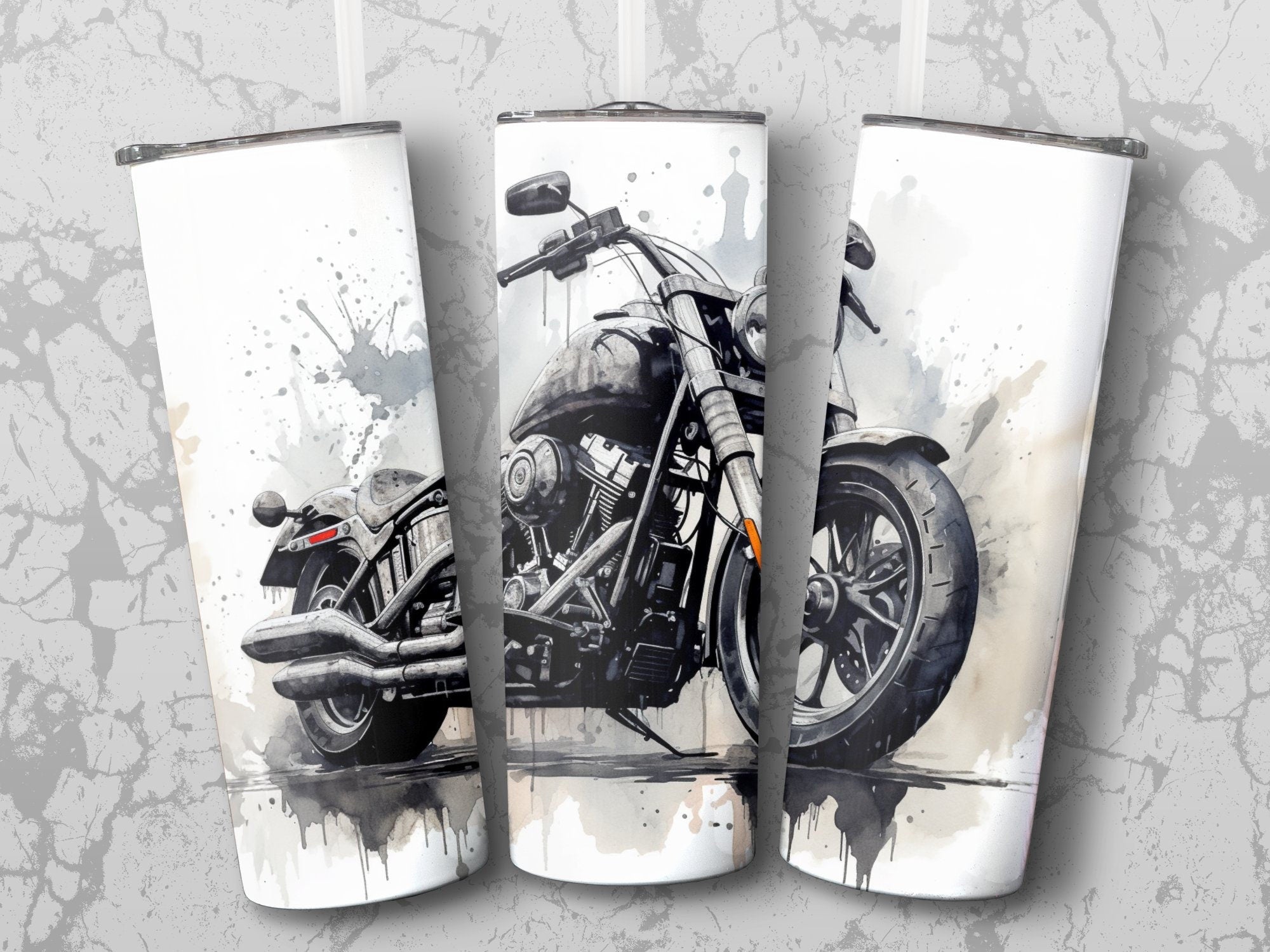 Ink Wash Rider Motorcycle Abstract - 20oz Tumbler Wrap, Artistic Desig | Ink Wash Rider Motorcycle Abstract - 20oz Tumbler Wrap, Artistic Design
