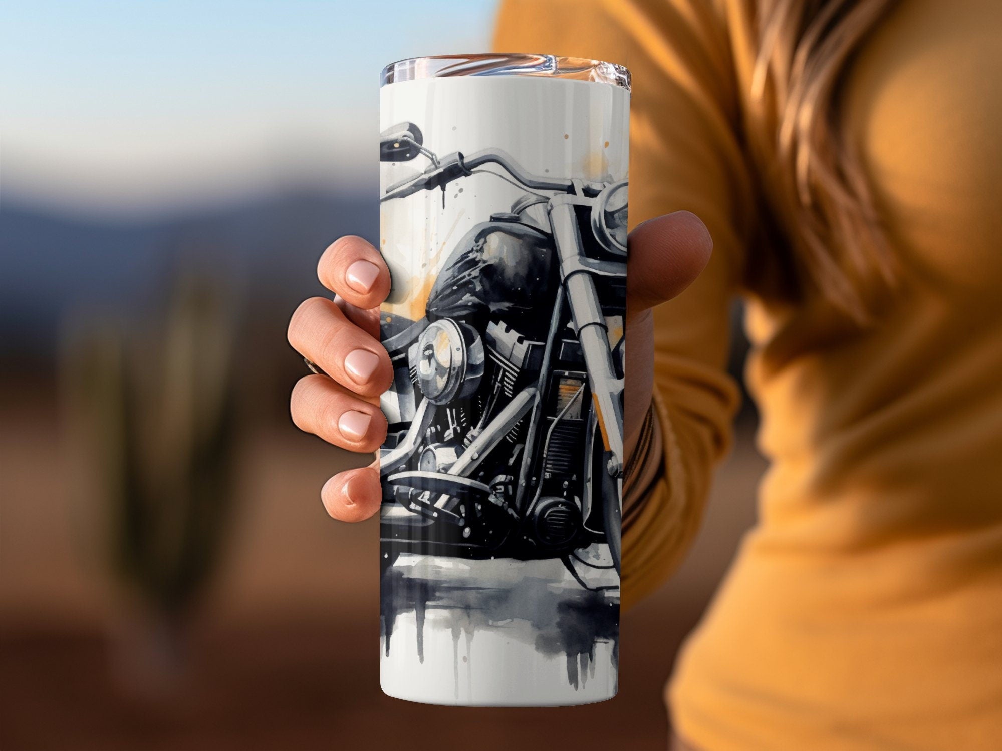 Sunburst Cruiser Motorcycle 20oz Tumbler Wrap, Vibrant Design for Stra | Sunburst Cruiser Motorcycle 20oz Tumbler Wrap, Vibrant Design