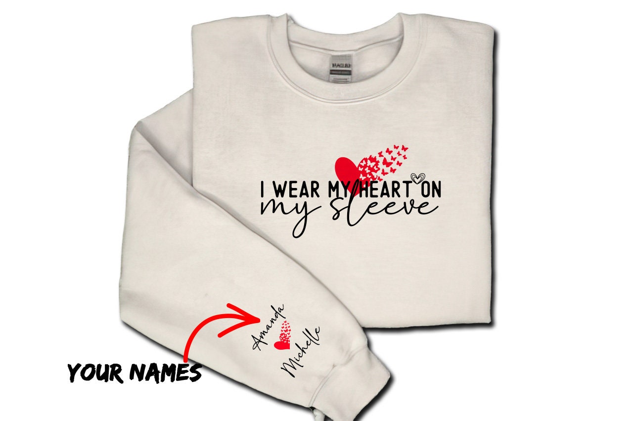 I Wear My Heart On My Sleeve Svg and Png files | Custom Children's Nam | Sleeve Svg