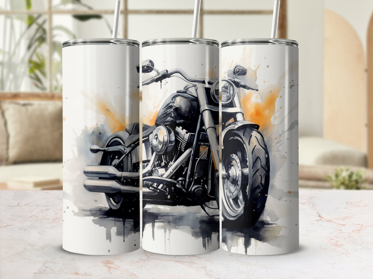 Sunburst Cruiser Motorcycle 20oz Tumbler Wrap, Vibrant Design for Stra | Sunburst Cruiser Motorcycle 20oz Tumbler Wrap, Vibrant Design